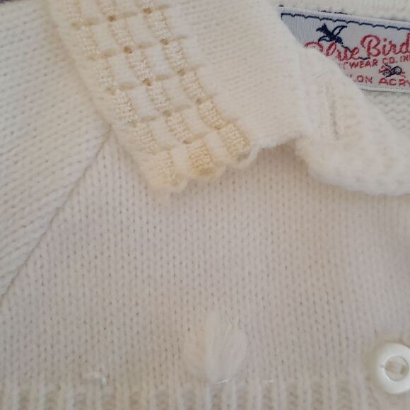 Vtg 1960 Blue Bird Knitwear Knit Baby Sweater Cap And Booties With Original Box - Picture 3 of 9